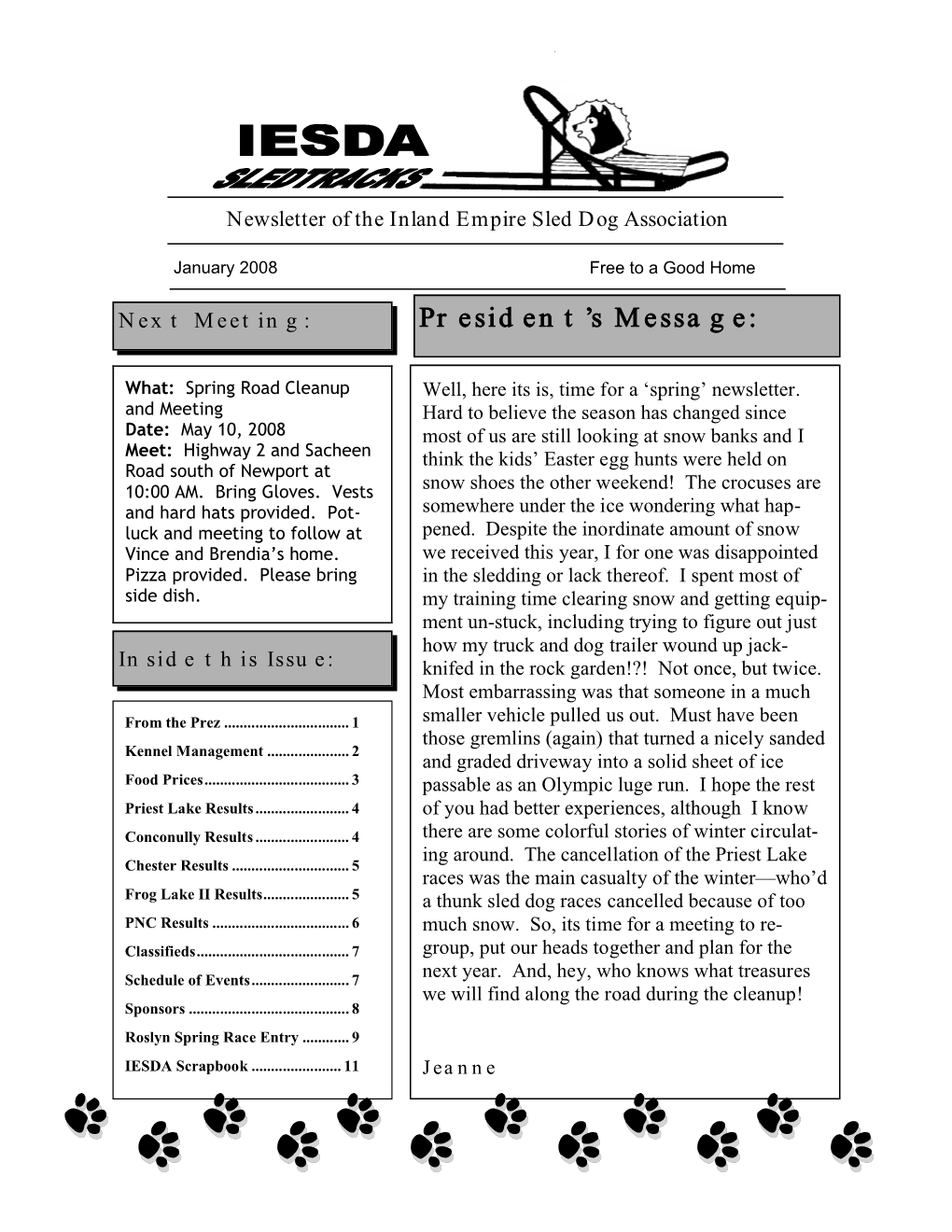 April 2008 IESDA SLEDTRACKS Page 2