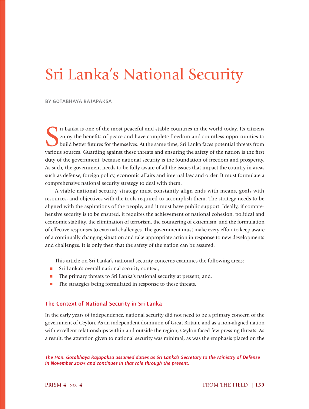 Sri Lanka's National Security