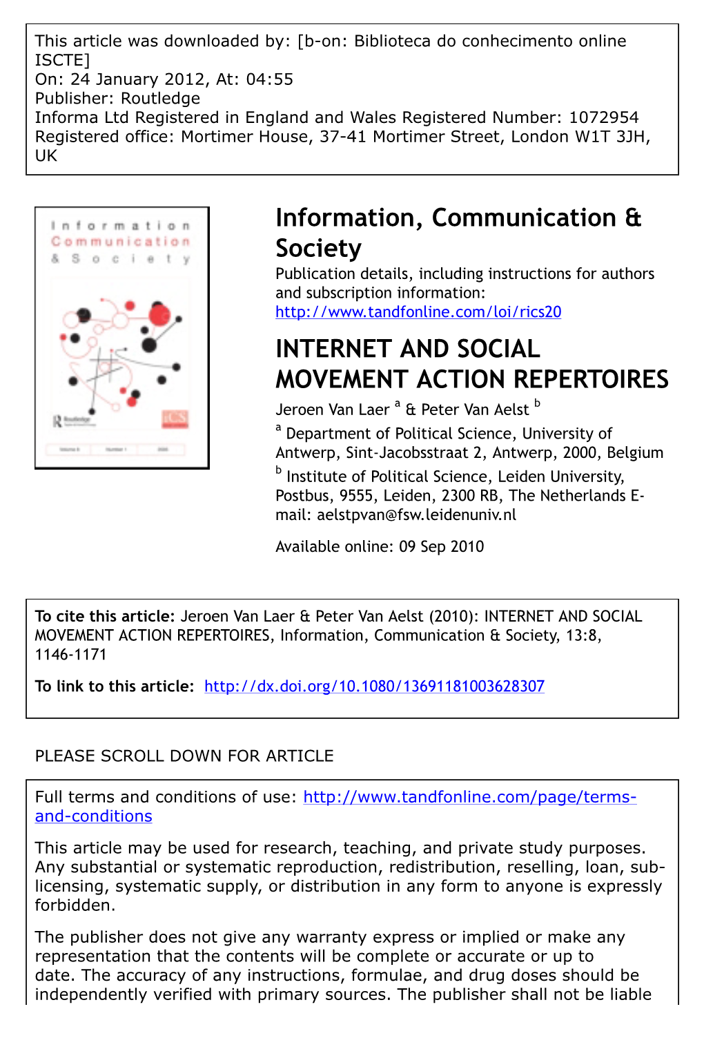 Internet and Social Movement Action Repertoires