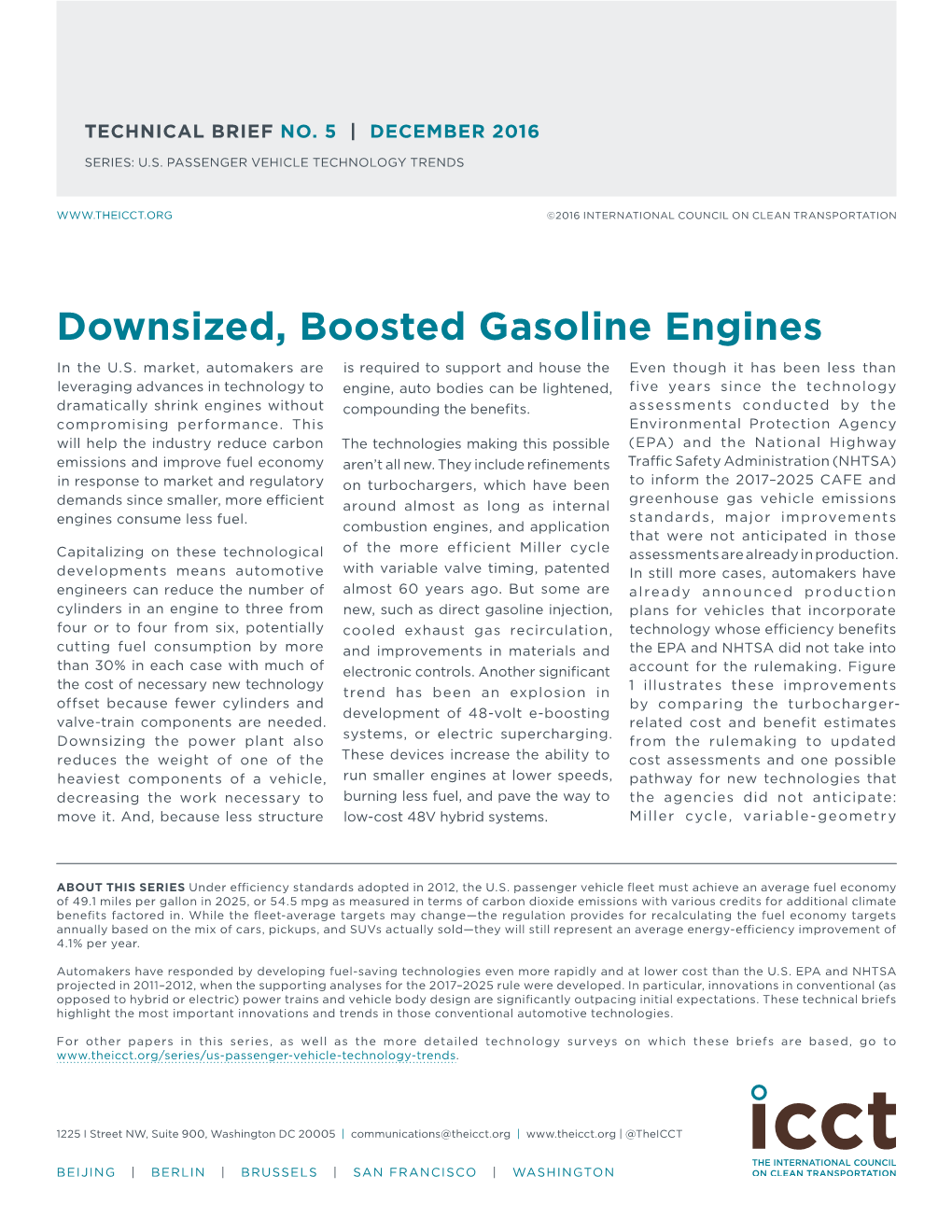 Downsized, Boosted Gasoline Engines in the U.S