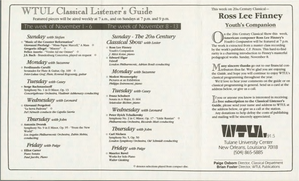 WTUL Classical Listener's Guide