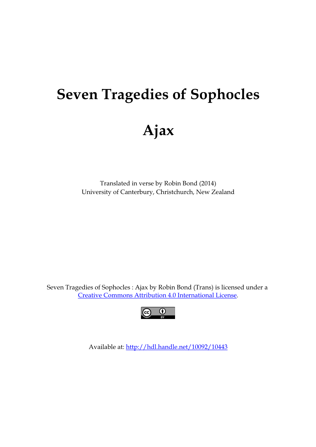 Seven Tragedies of Sophocles