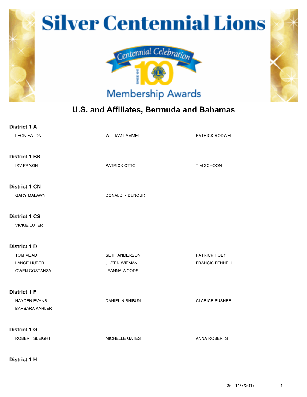 U.S. and Affiliates, Bermuda and Bahamas