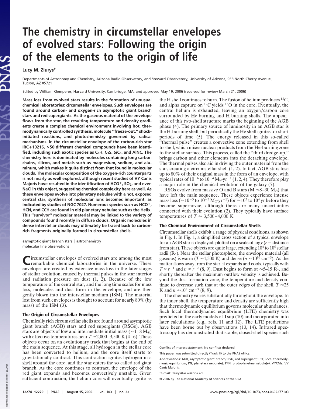 The Chemistry in Circumstellar Envelopes of Evolved Stars: Following the Origin of the Elements to the Origin of Life