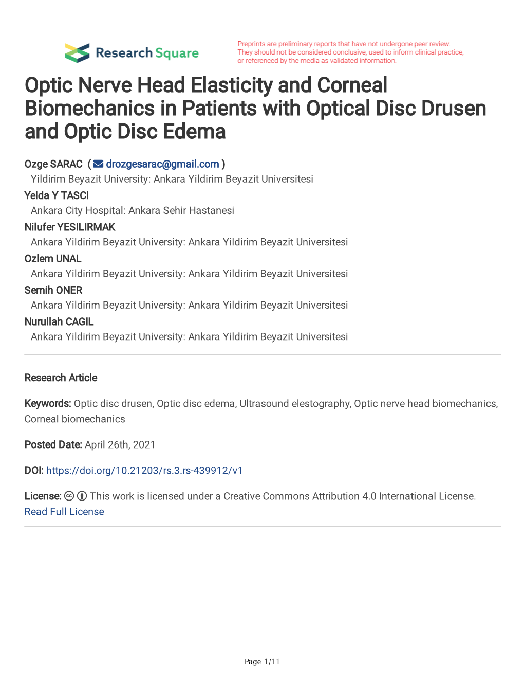 Optic Nerve Head Elasticity and Corneal Biomechanics in Patients with Optical Disc Drusen and Optic Disc Edema