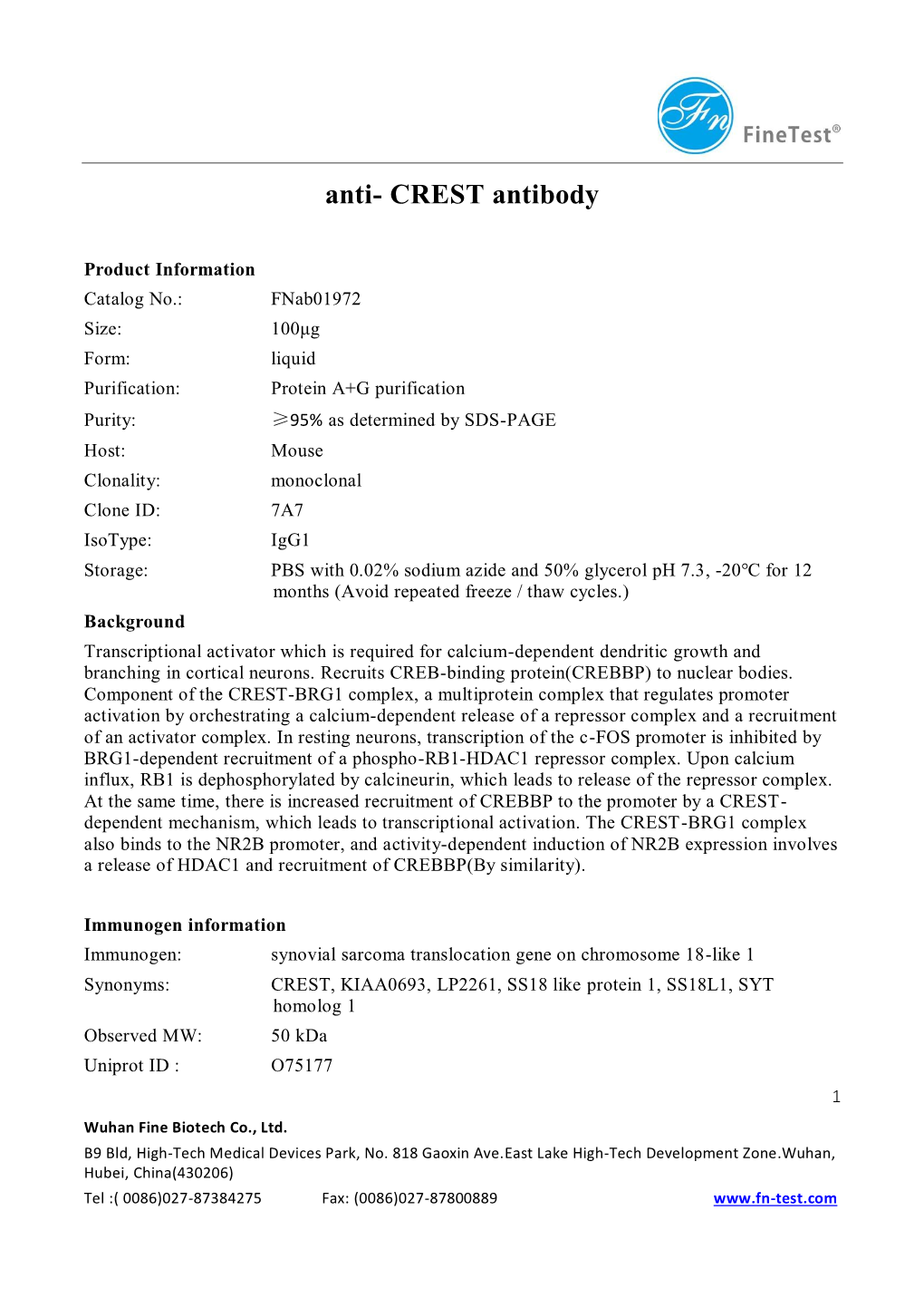 Anti- CREST Antibody