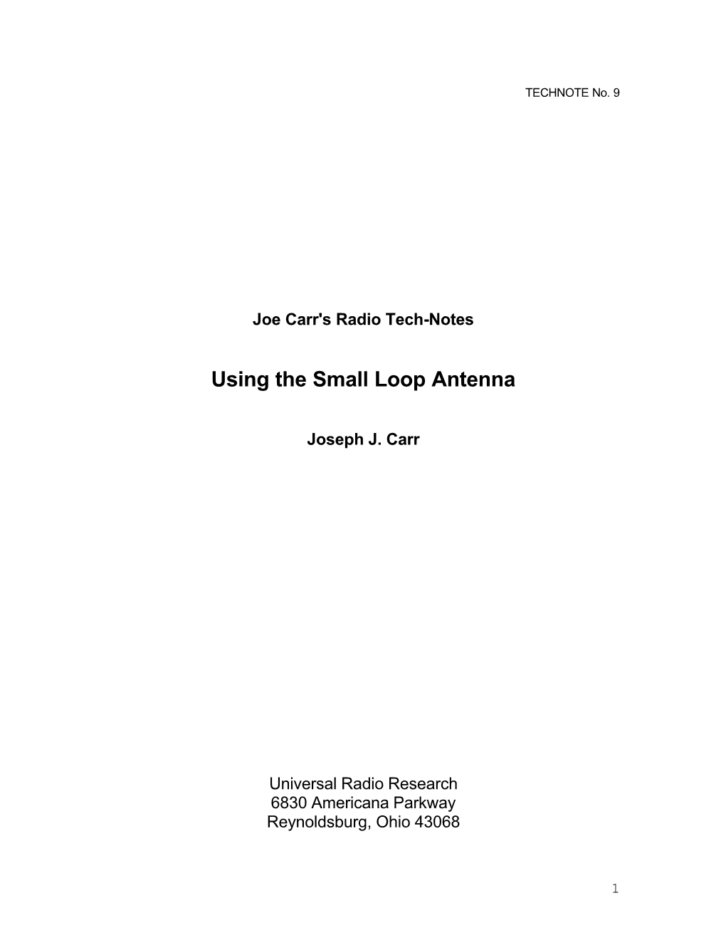 Using the Small Loop Antenna