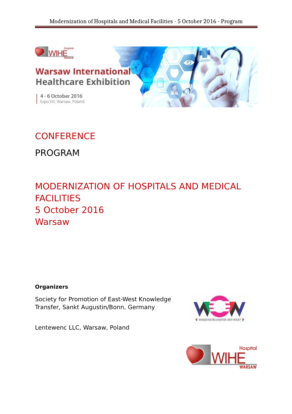 Modernization of Hospitals and Medical Facilities - 5 October 2016 - Program