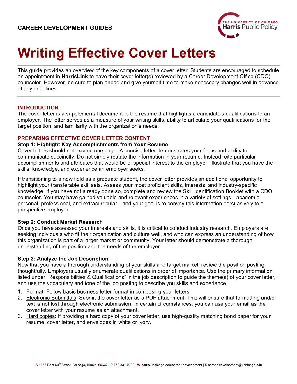 Writing Effective Cover Letters
