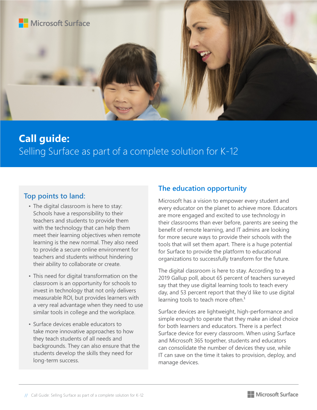 Call Guide: Selling Surface As Part of a Complete Solution for K-12