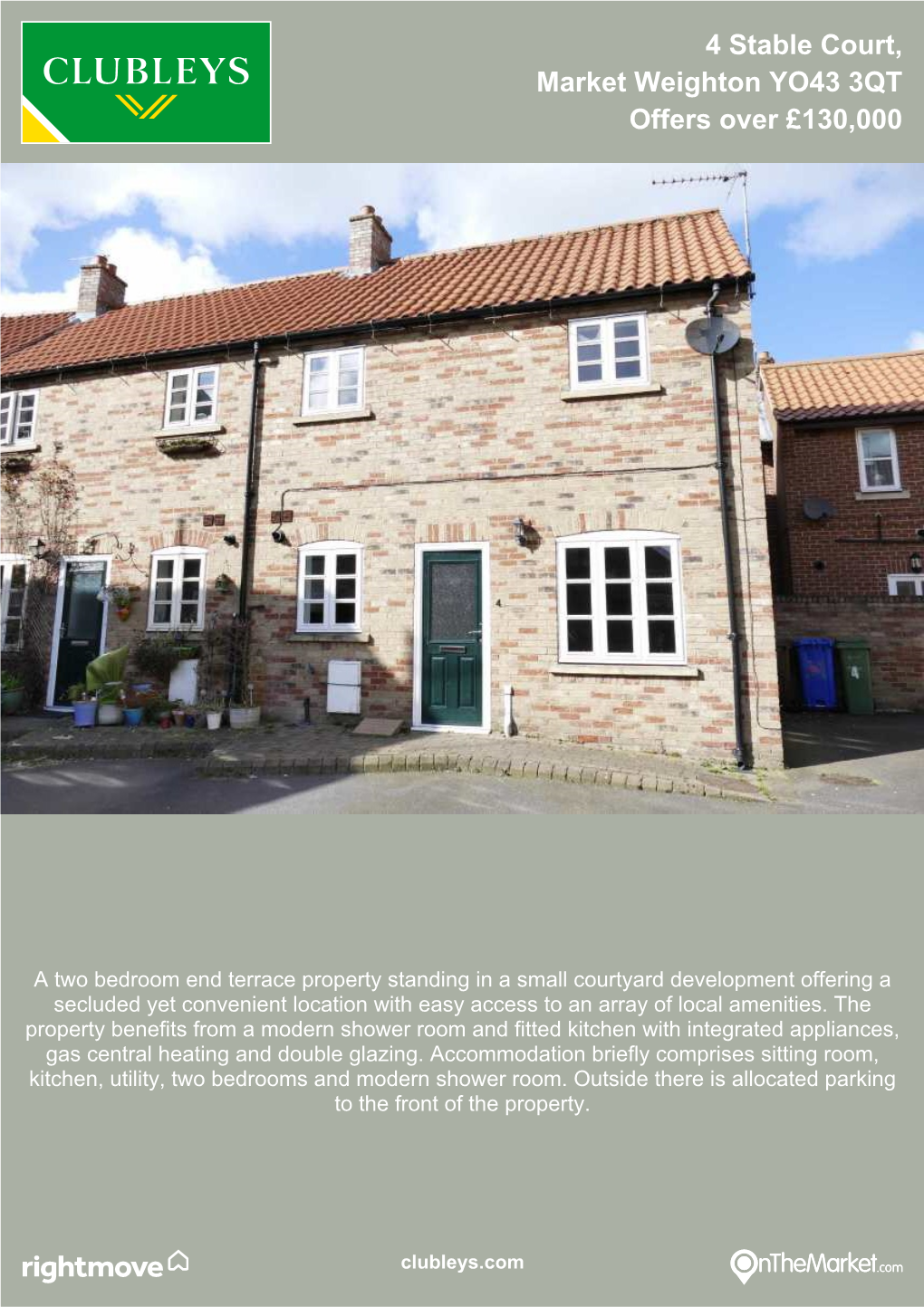 4 Stable Court, Market Weighton YO43 3QT Offers Over £130,000