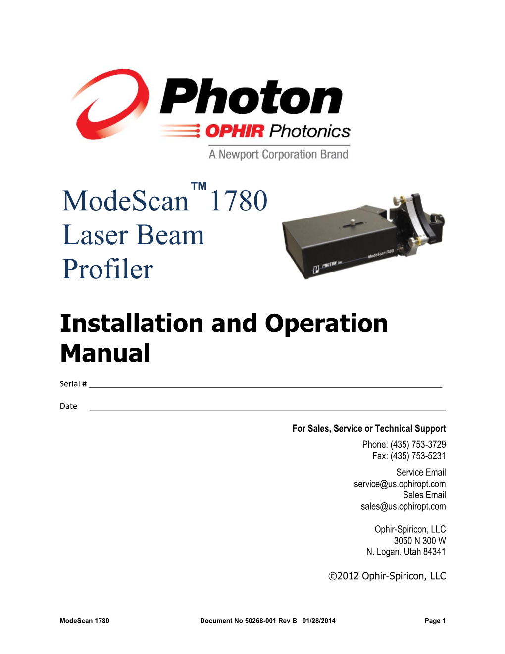 Modescan 1780 Laser Beam Profiler