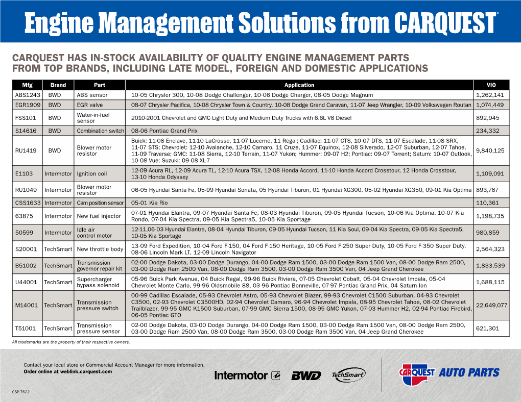 Engine Management Solutions from CARQUEST®