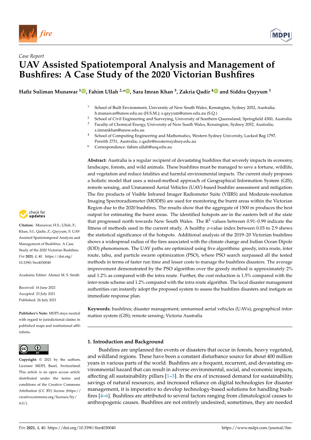 UAV Assisted Spatiotemporal Analysis and Management of Bushfires: A