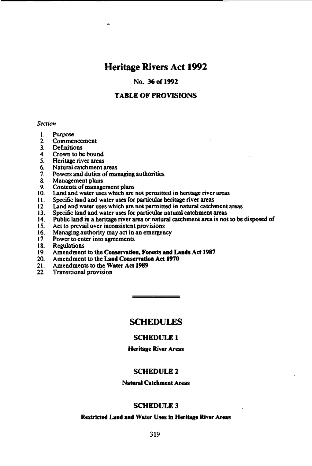 Heritage Rivers Act 1992 SCHEDULES