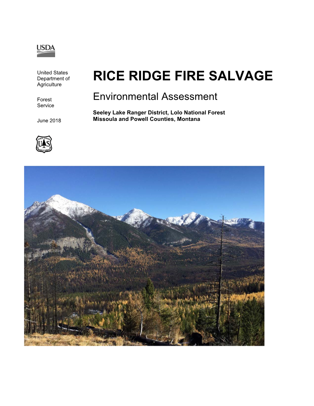 RICE RIDGE FIRE SALVAGE Agriculture