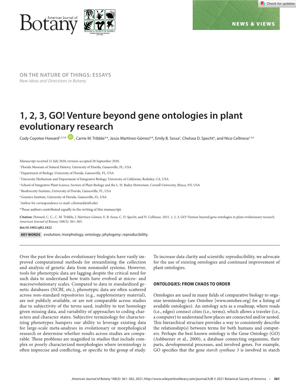 Venture Beyond Gene Ontologies in Plant Evolutionary Research