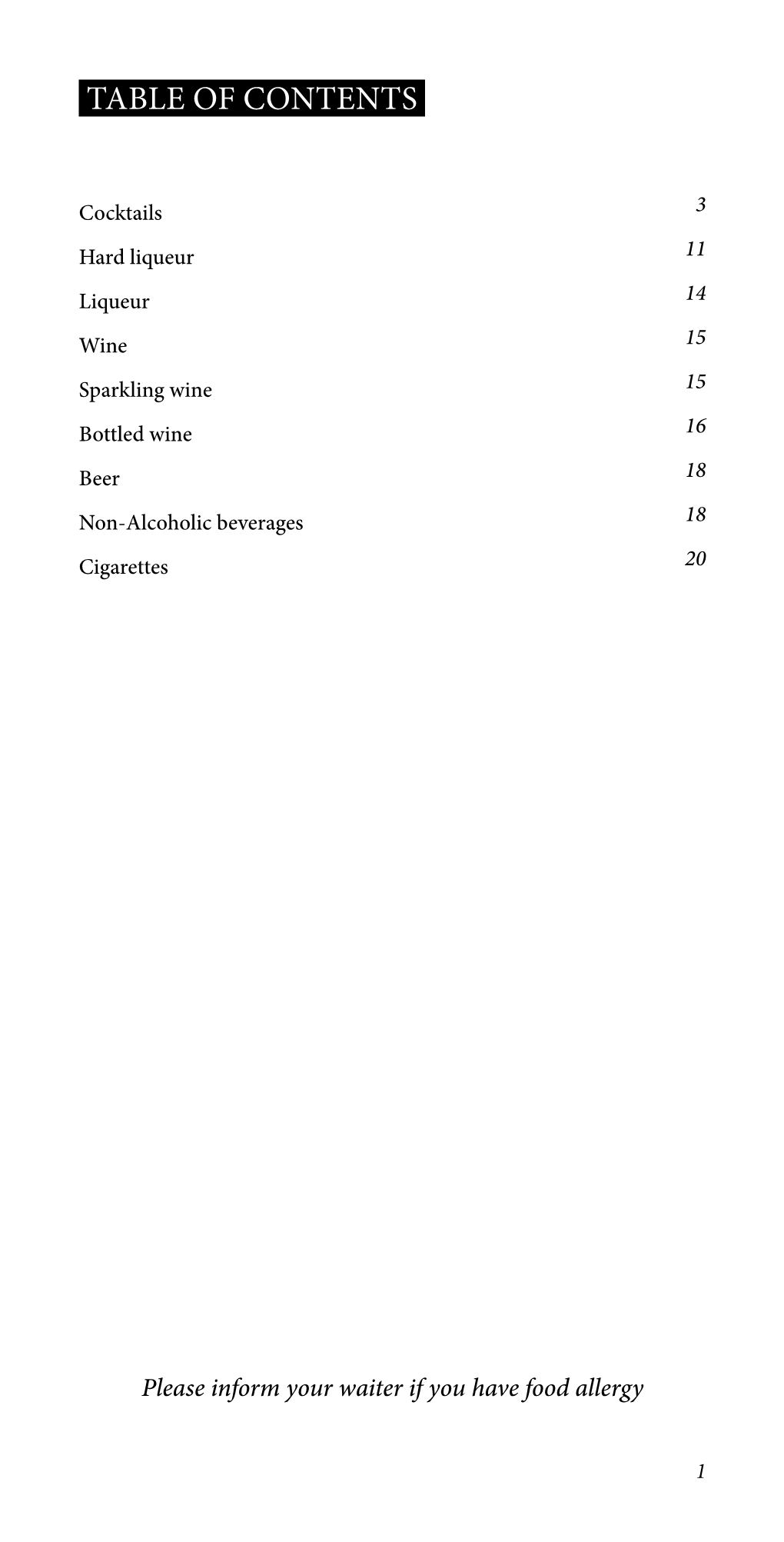 Table of Contents