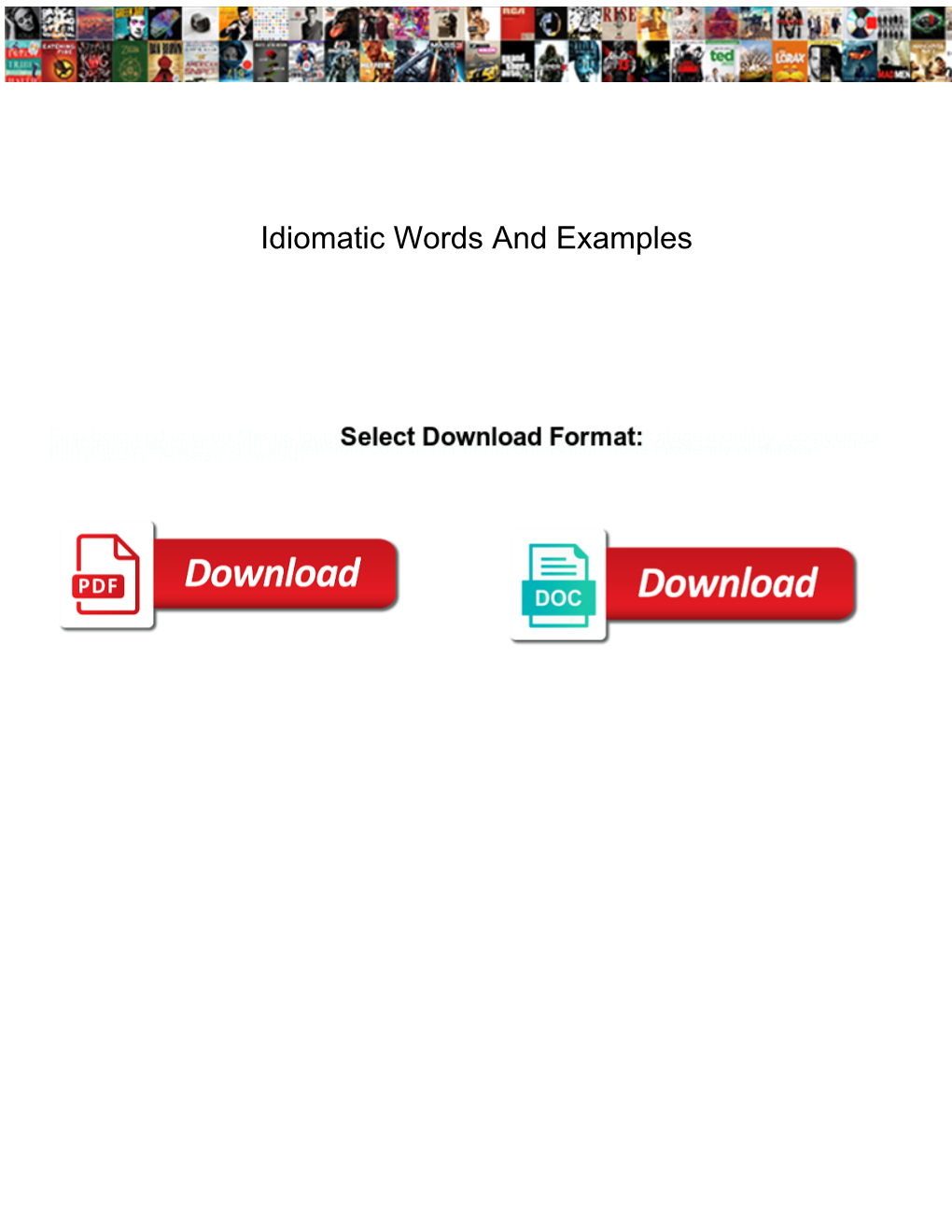 Idiomatic Words and Examples