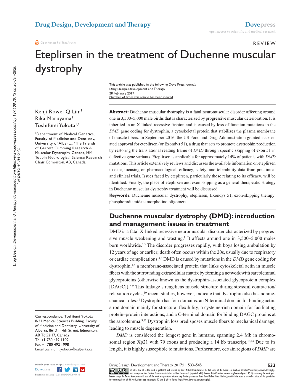 Eteplirsen in the Treatment of Duchenne Muscular Dystrophy