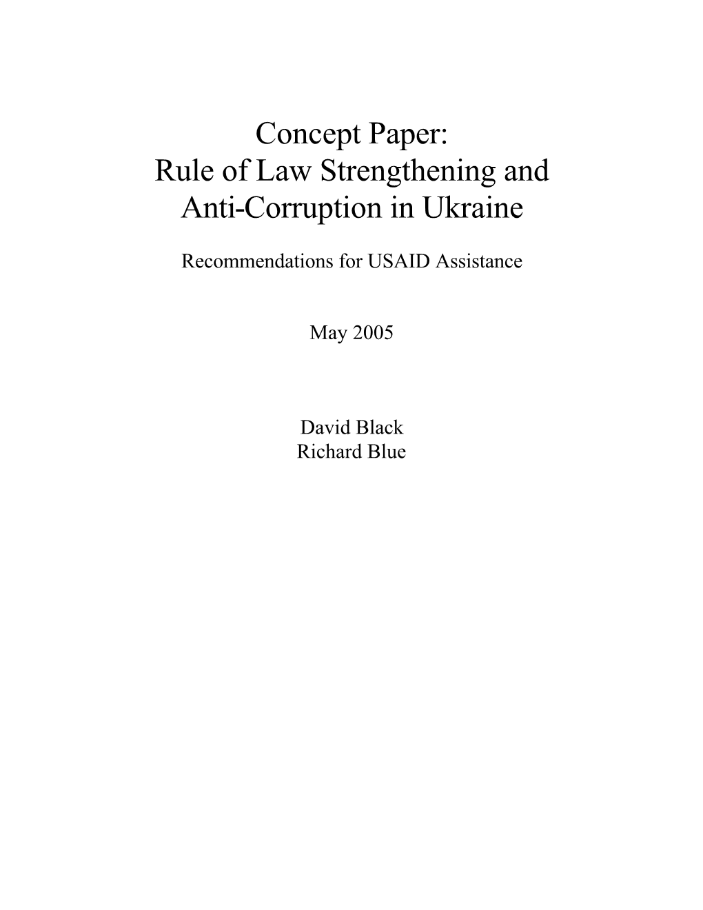 Concept Paper: Rule of Law Strengthening and Anti-Corruption in Ukraine