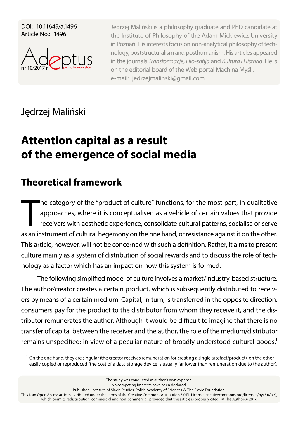 Attention Capital As a Result of the Emergence of Social Media