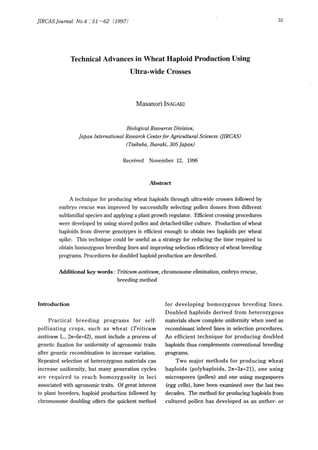 Technical Advances in Wheat Haploid Production Using Ultra-Wide Crosses