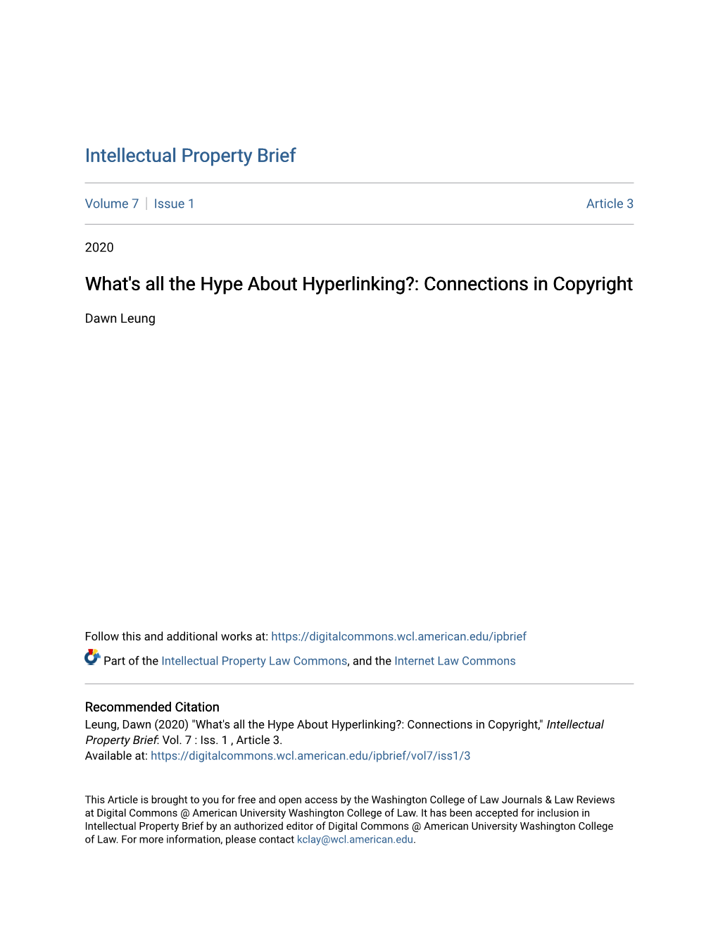 What's All the Hype About Hyperlinking?: Connections in Copyright