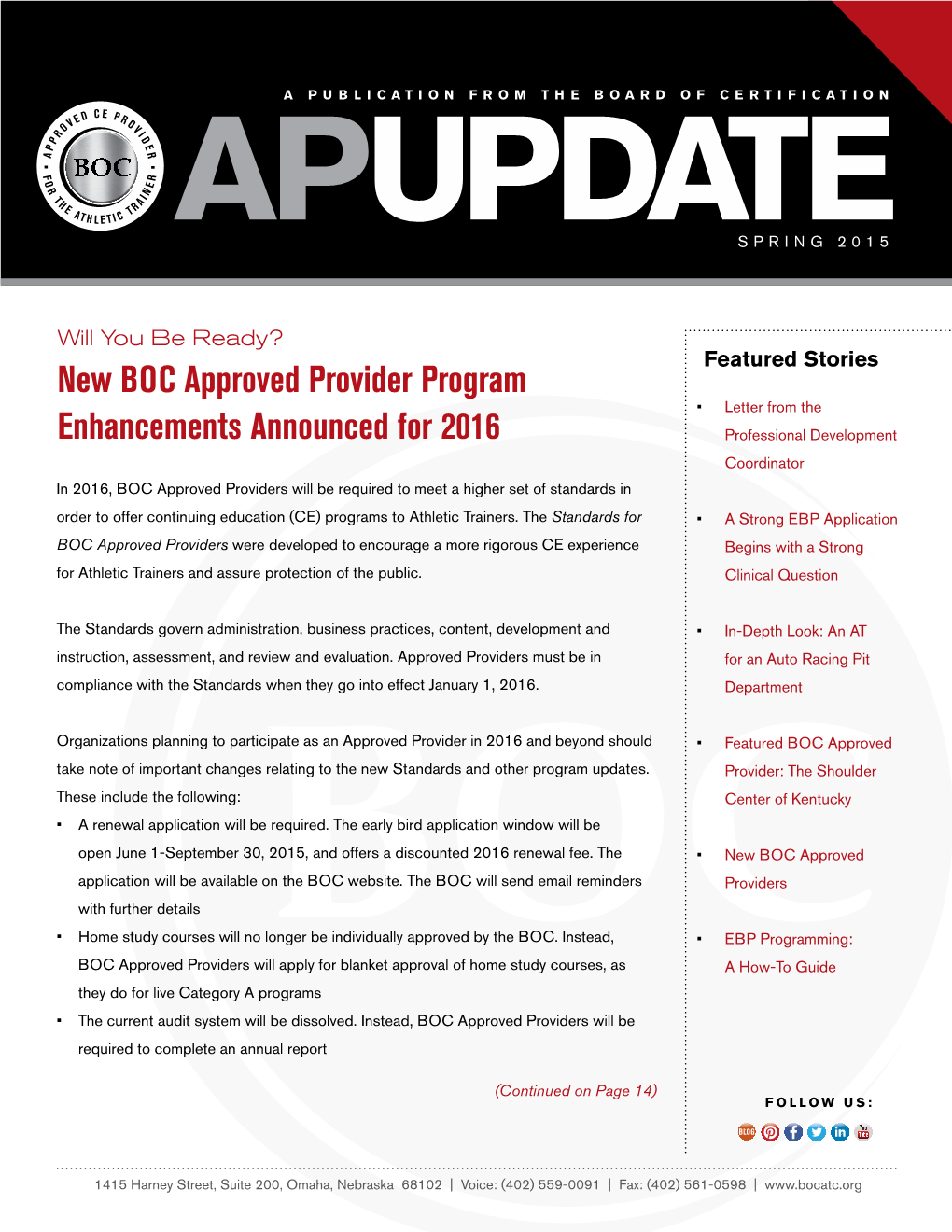 New BOC Approved Provider Program Enhancements Announced for 2016