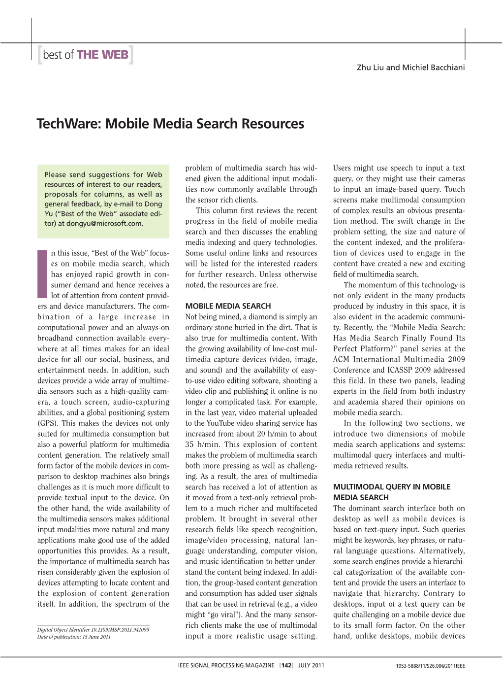 Techware: Mobile Media Search Resources