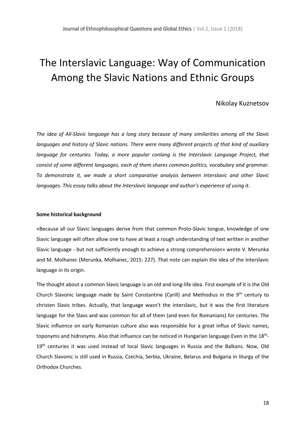 Way of Communication Among the Slavic Nations and Ethnic Groups