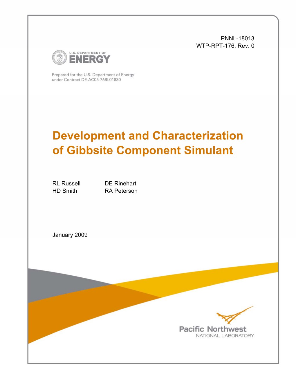 Development and Characterization of Gibbsite Component Simulant