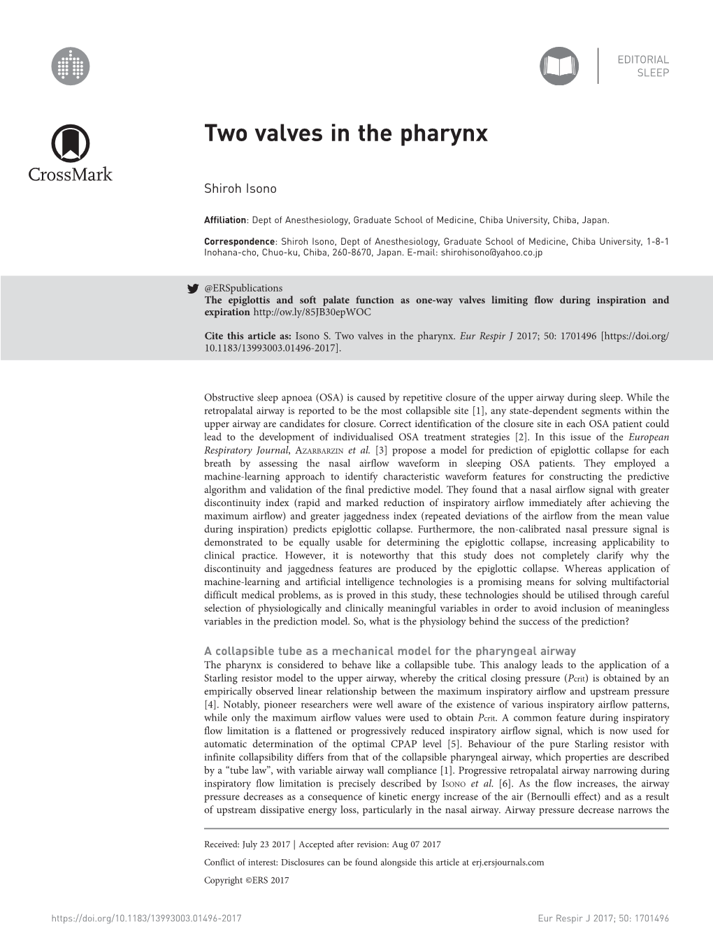 Two Valves in the Pharynx