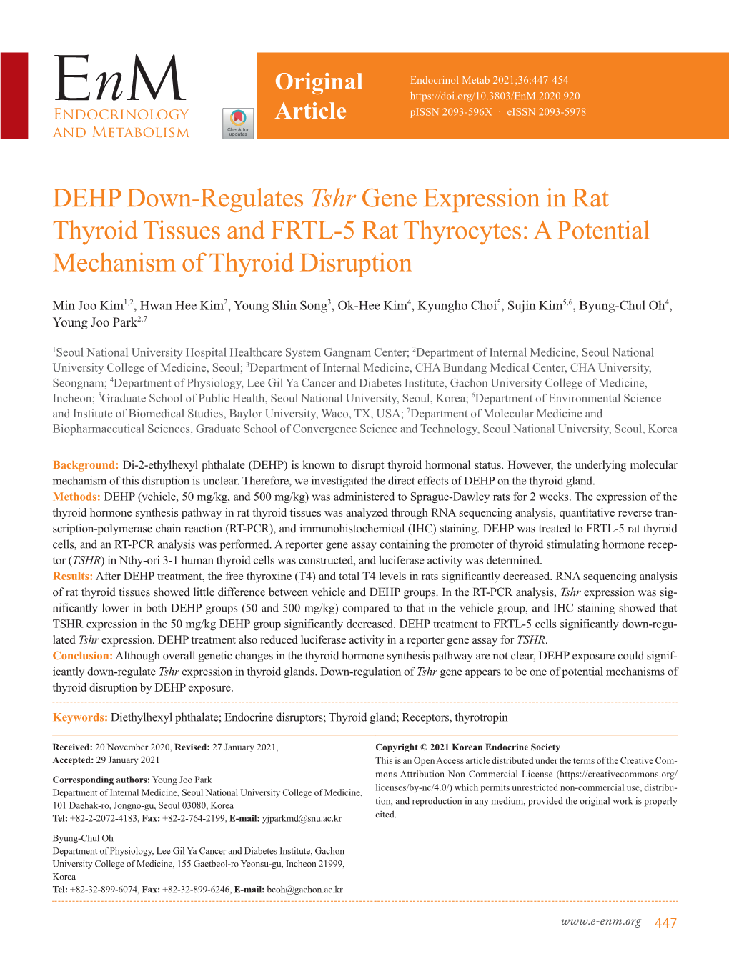 DEHP Down-Regulates Tshr Gene Expression in Rat Thyroid Tissues and FRTL-5 Rat Thyrocytes: a Potential Mechanism of Thyroid Disruption