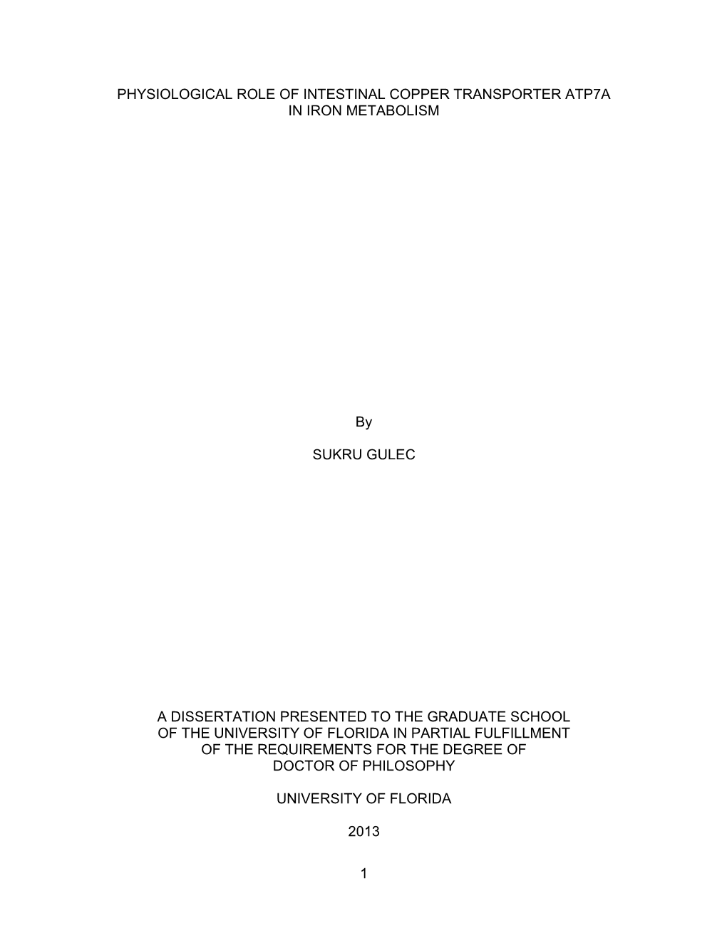 University of Florida Thesis Or Dissertation Formatting Template