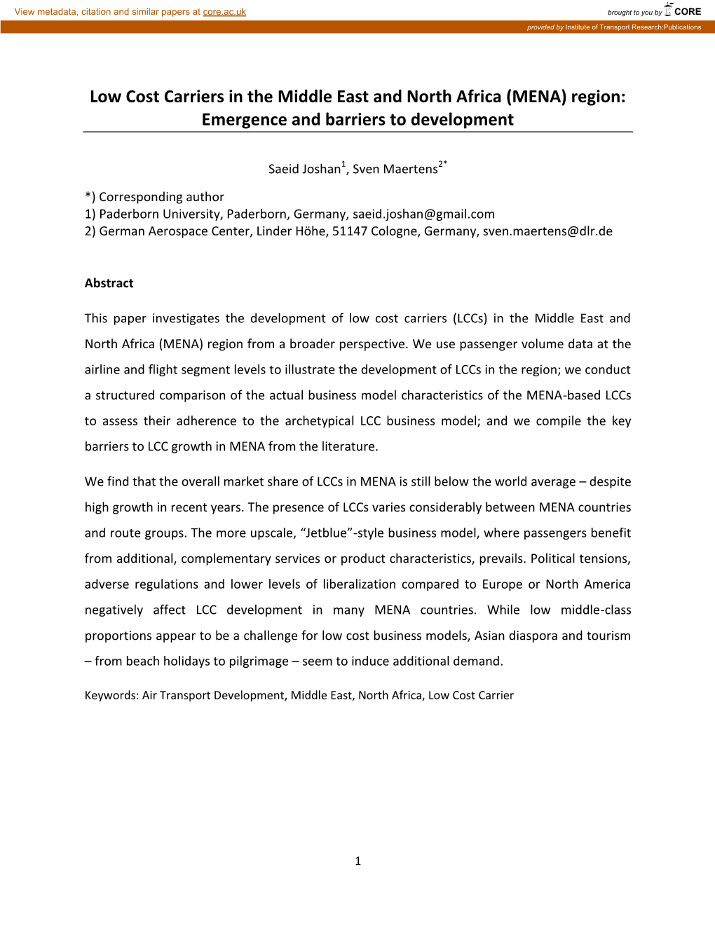 (MENA) Region: Emergence and Barriers to Development
