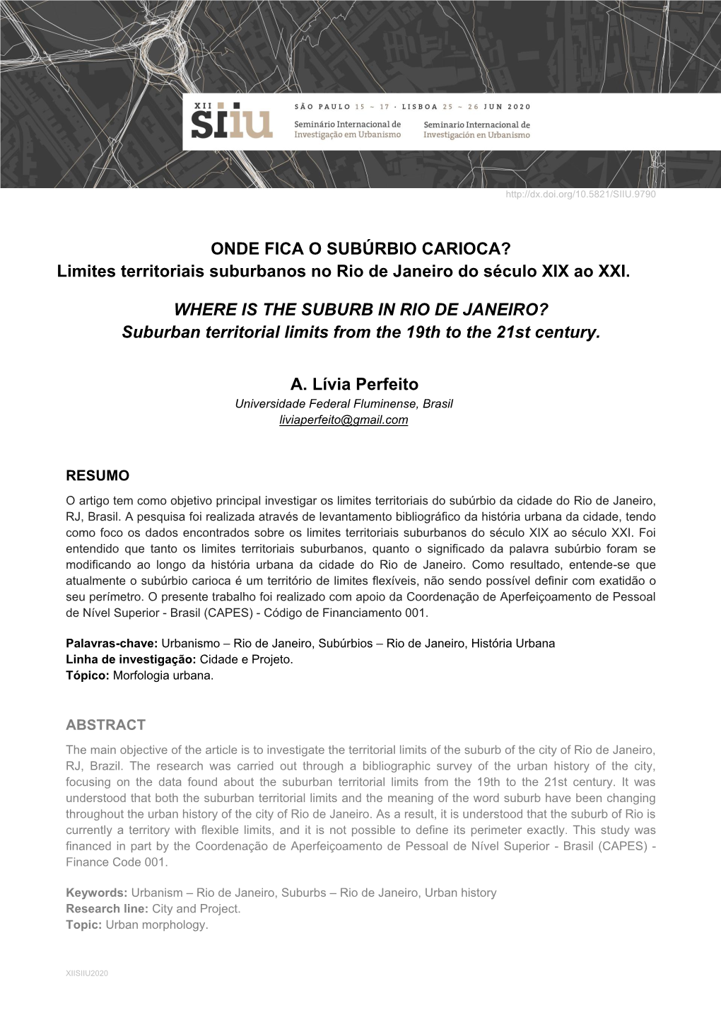 Limites Territoriais Suburbanos No Rio De Janeiro Do Século XIX Ao XXI