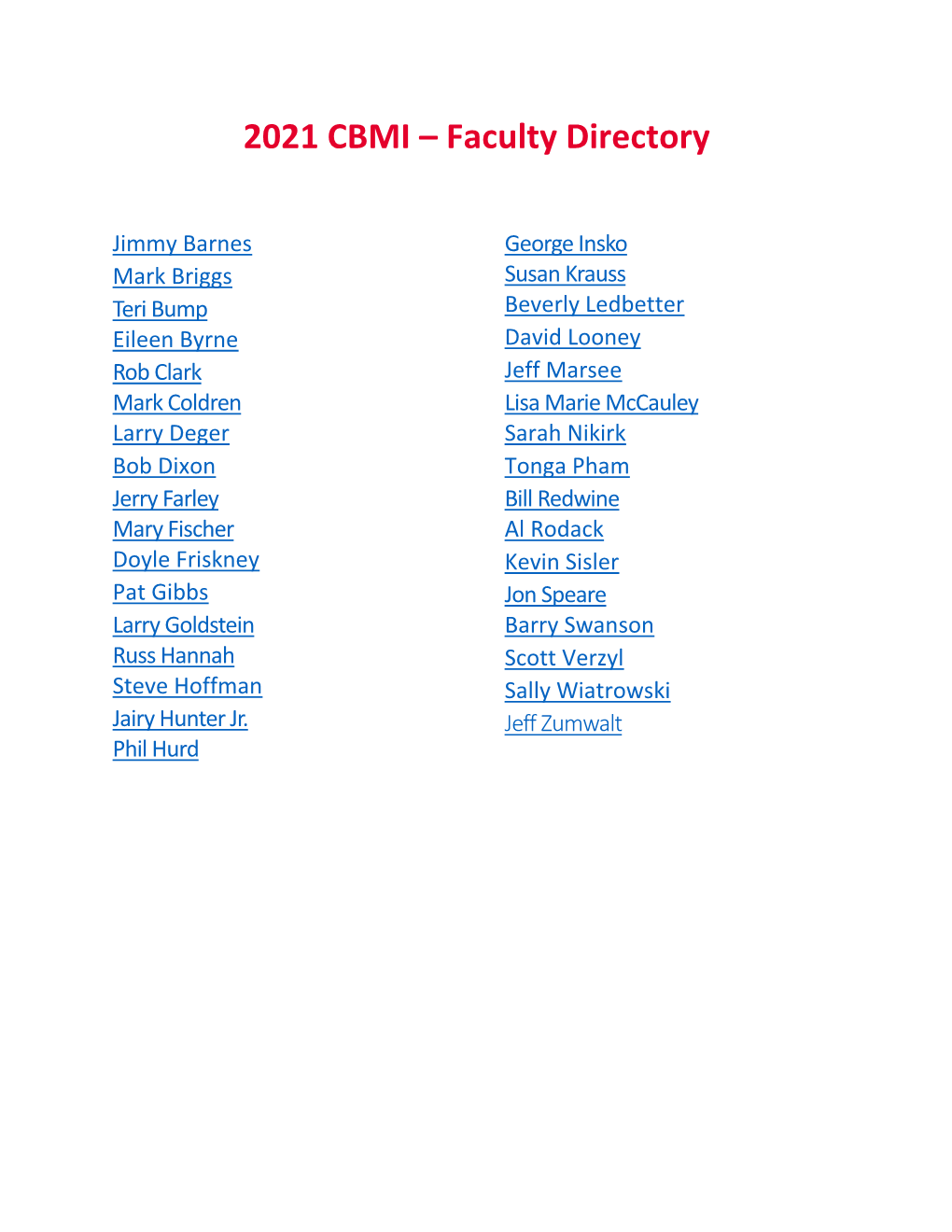 2021 CBMI – Faculty Directory