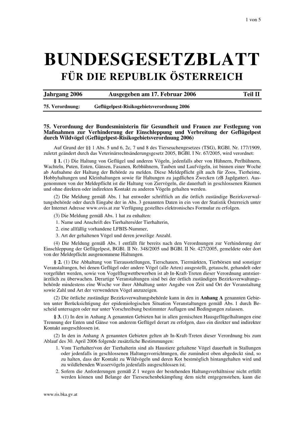 Bundesgesetzblatt Für Die Republik Österreich