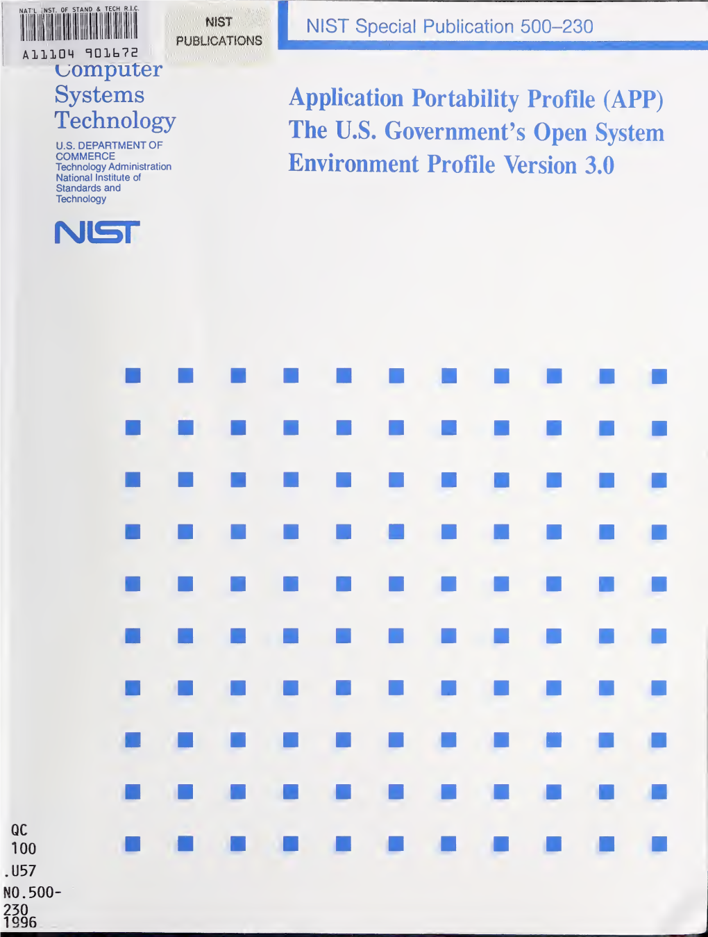 Application Portability Profile (APP) the U.S. Government's Open System Environment Profile Version 3.0
