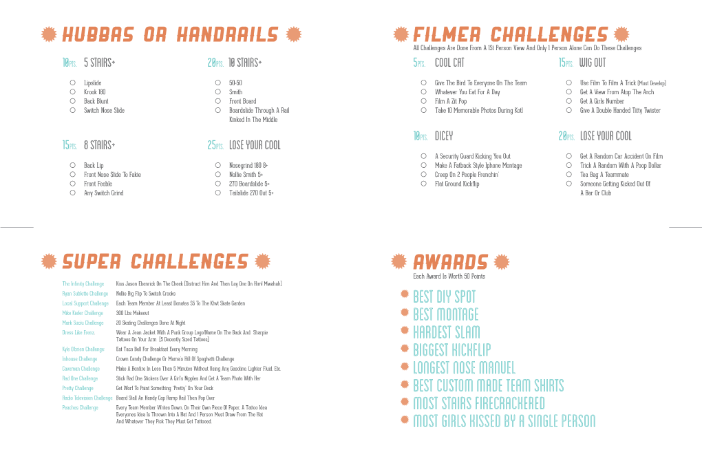 Super Challenges HUBBAS Or Handrails Filmer Challenges Awards