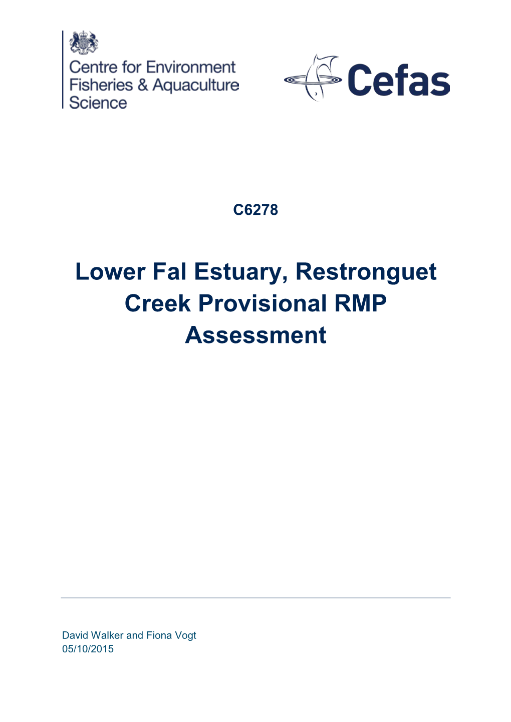 Lower Fal Estuary, Restronguet Creek Provisional RMP Assessment