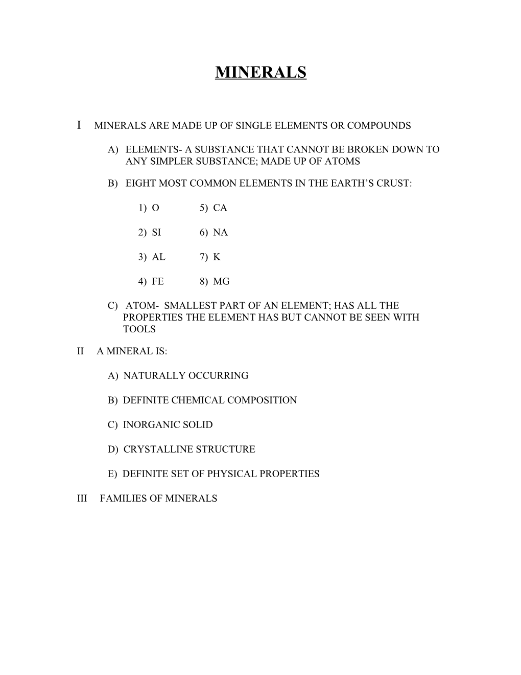 B) Eight Most Common Elements in the EARTH S CRUST