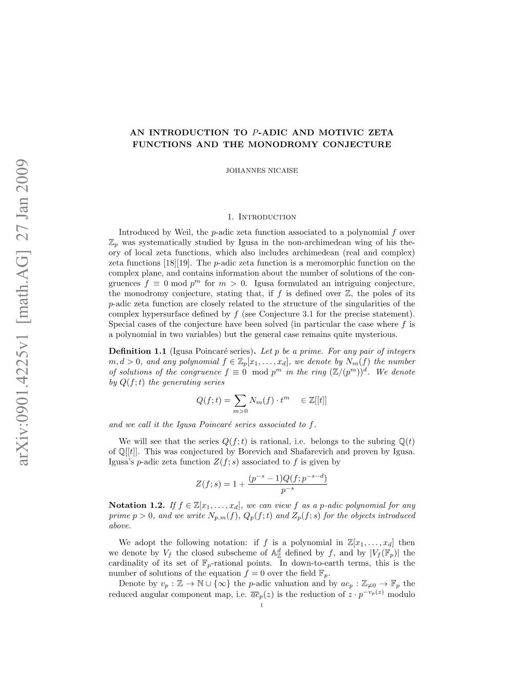 An Introduction to $ P $-Adic and Motivic Zeta Functions and The
