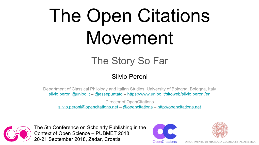 The Open Citations Movement the Story So Far