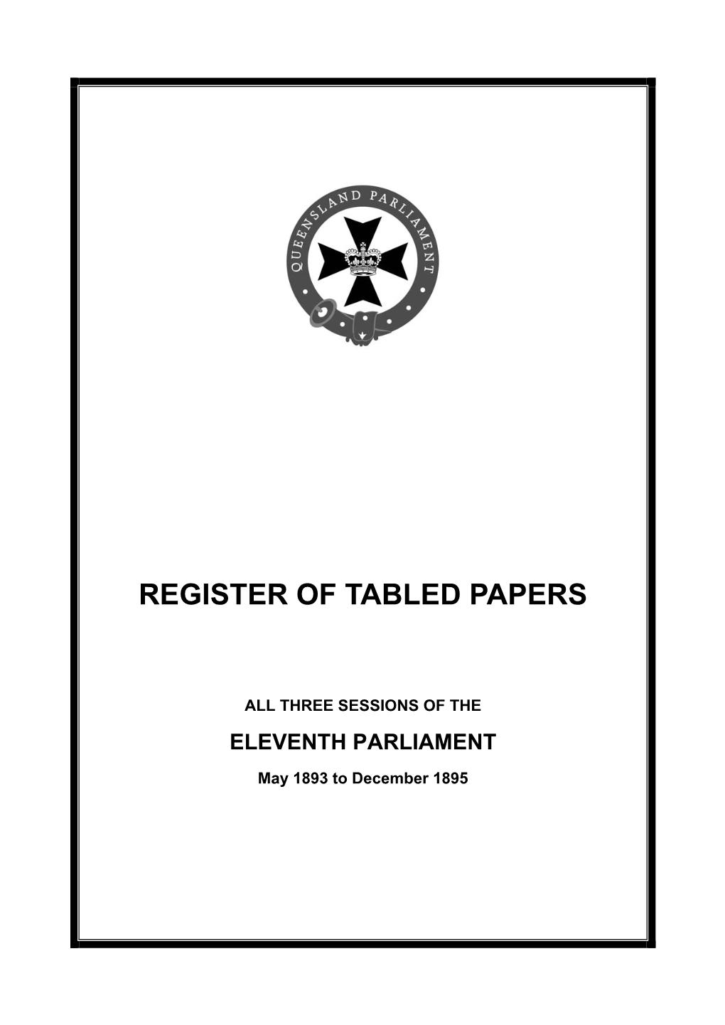 Register of Tabled Papers