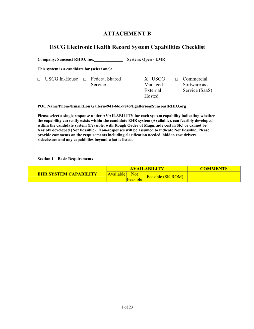 ATTACHMENT B USCG Electronic Health Record System