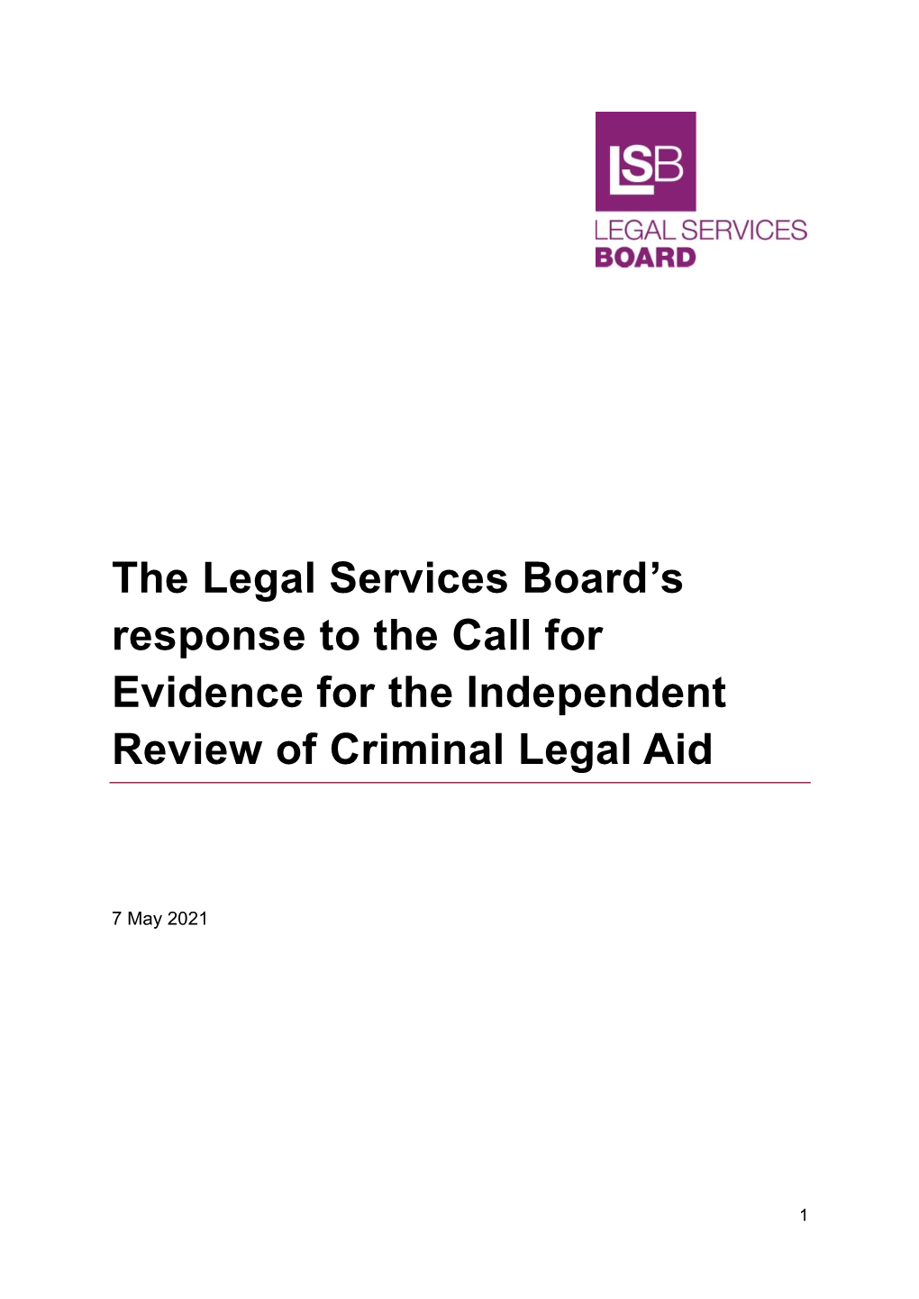 LSB Submission to CLAR Call for Evidence 20210506