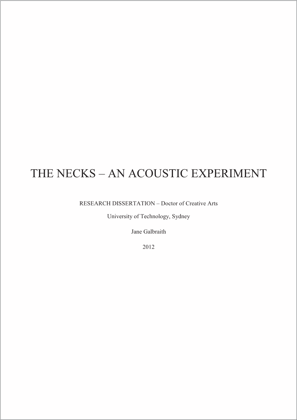 The Necks – an Acoustic Experiment