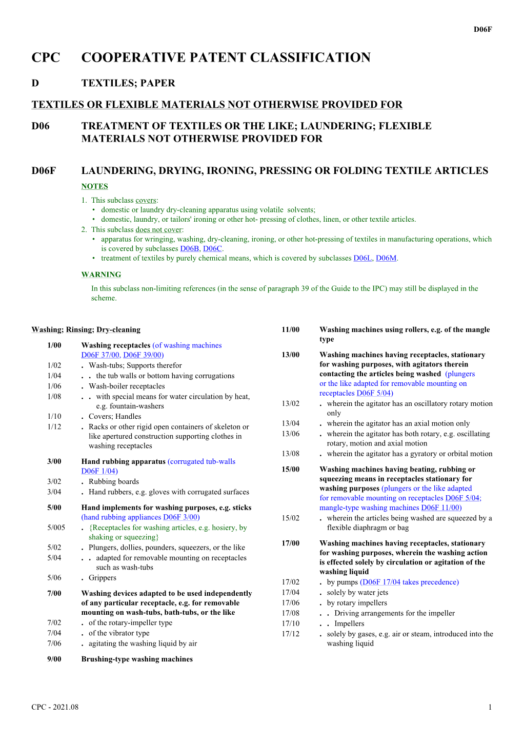 Laundering, Drying, Ironing, Pressing Or Folding Textile Articles Notes 1